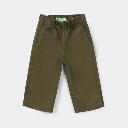 Infant Girls Cotton Twill Pants - Olive Green