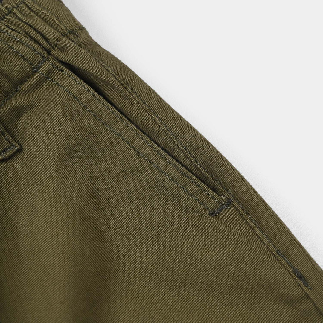 Infant Girls Cotton Twill Pants - Olive Green