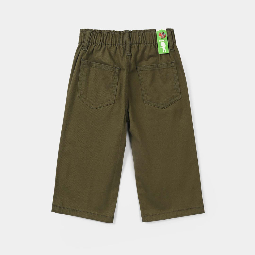 Infant Girls Cotton Twill Pants - Olive Green