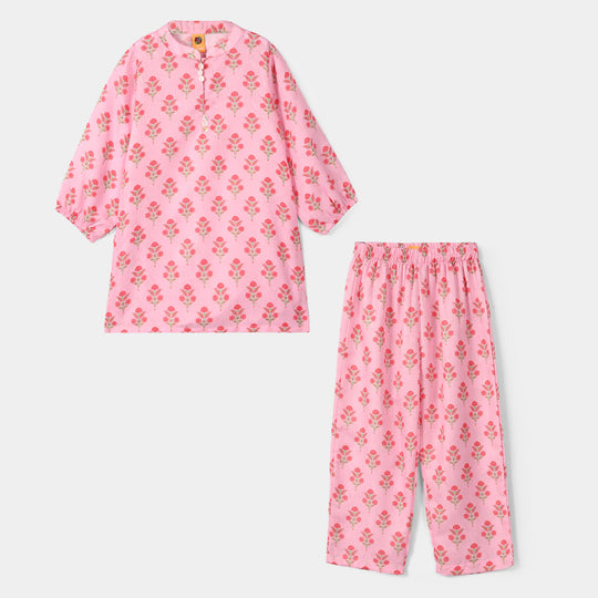 Teens Girls Jacquard Printed 2-Pc Set (Opal) - Pink