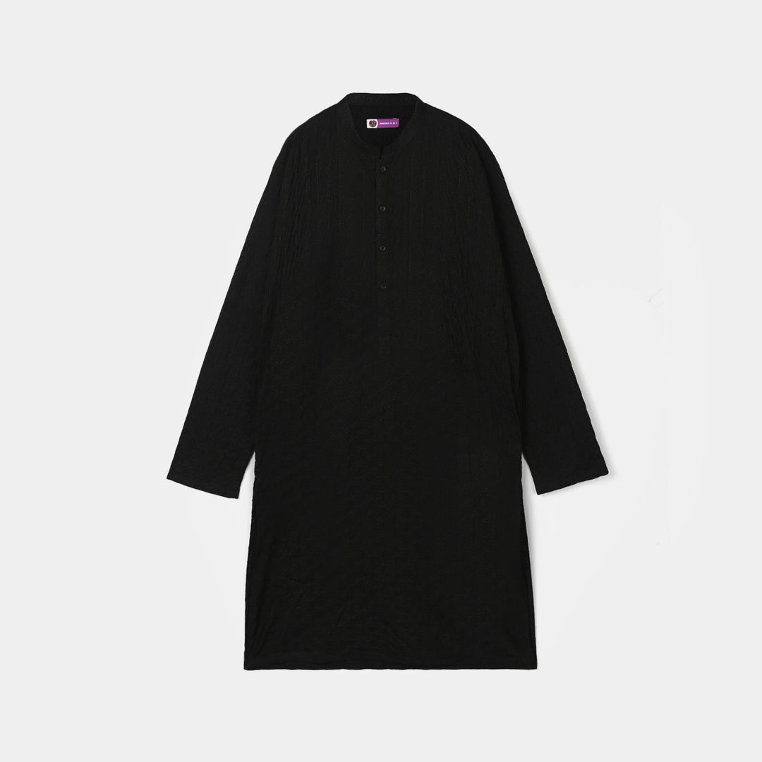 Boys Cotton Basic Kurta (Chicken) - Black