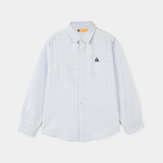 Boys Yarn Dyed Shirt (Boat) - Blue