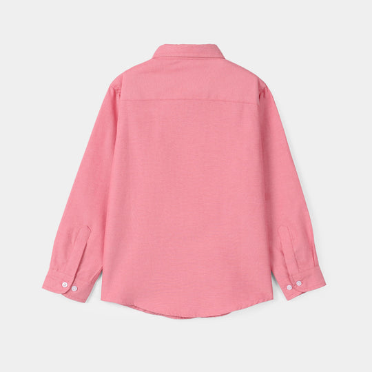 Boys Yarn Dyed Shirt (Tennis Club) - Pink