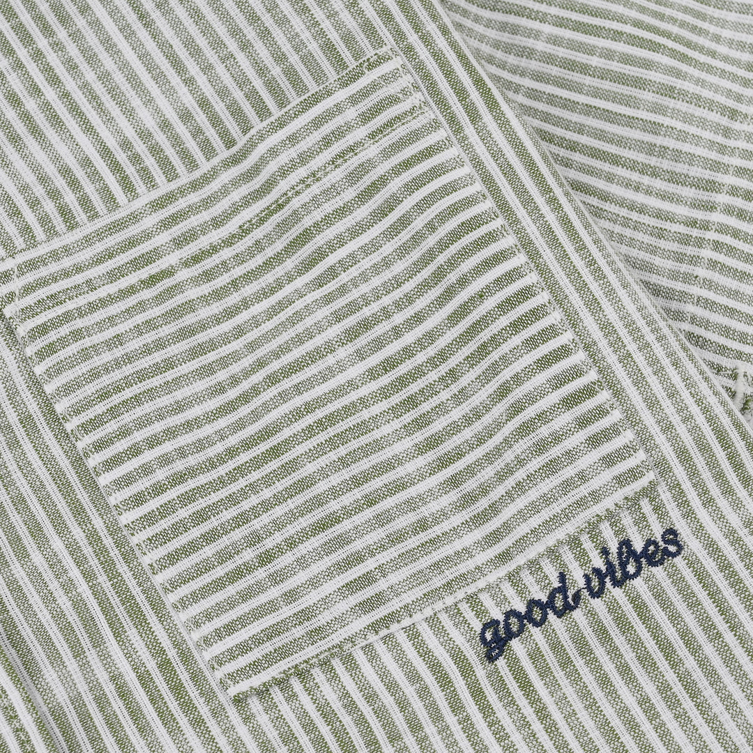 Boys Yarn Dyed Casual Shirt (Good Vibes) - Grey