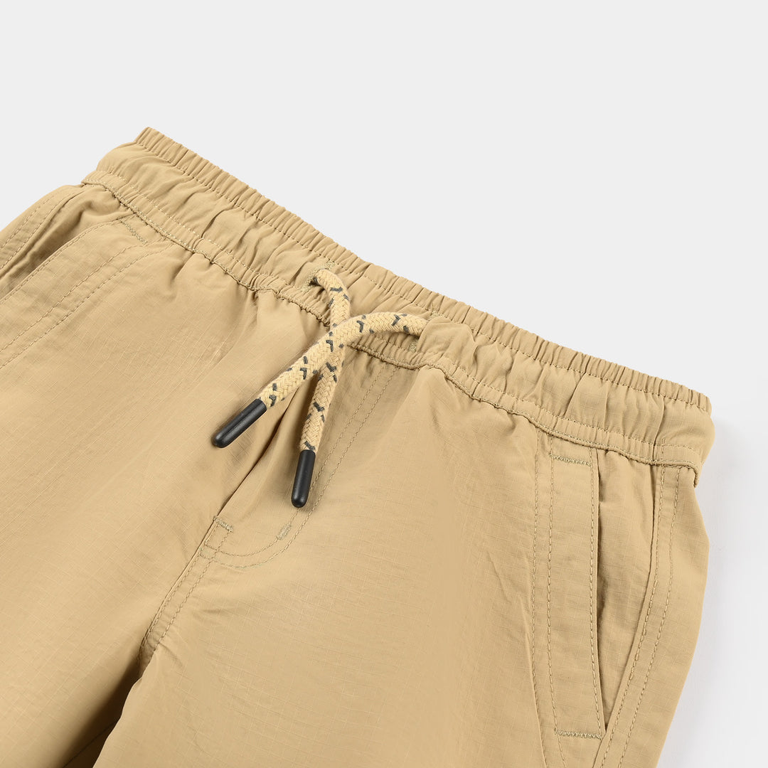Boys Poly Twill Poly Shorts – Beige