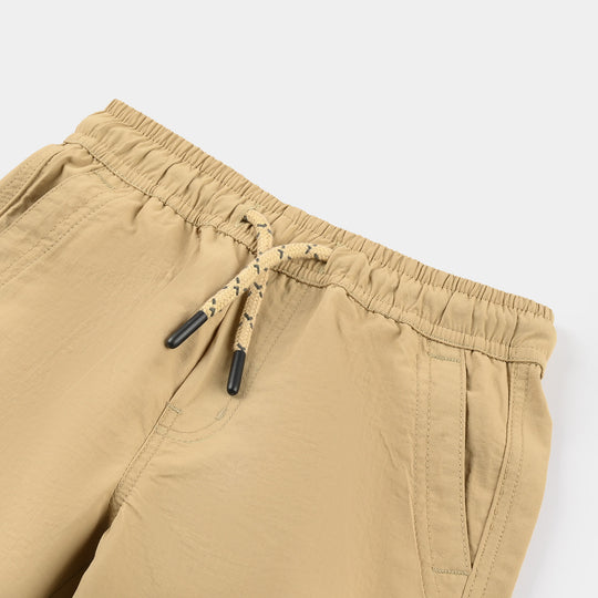 Boys Poly Twill Poly Shorts – Beige