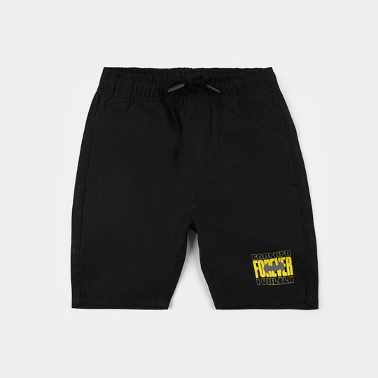 Boys Poly Twill Shorts (Forever) - Black