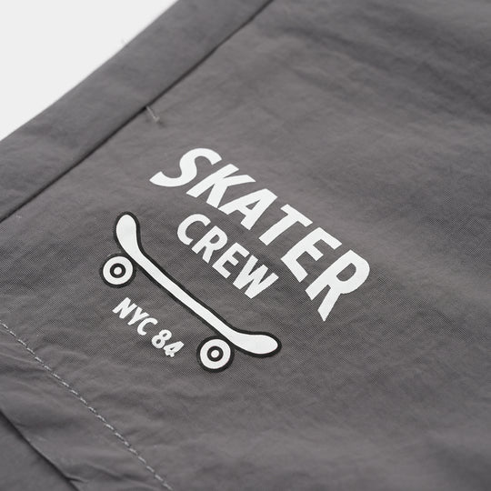Boys Poly Twill Poly Shorts Skater Crew – Grey