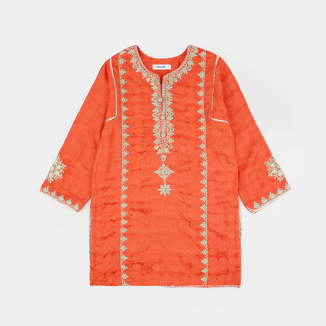 Teens Girls Jacquard 3 Pcs Raqs - Rust
