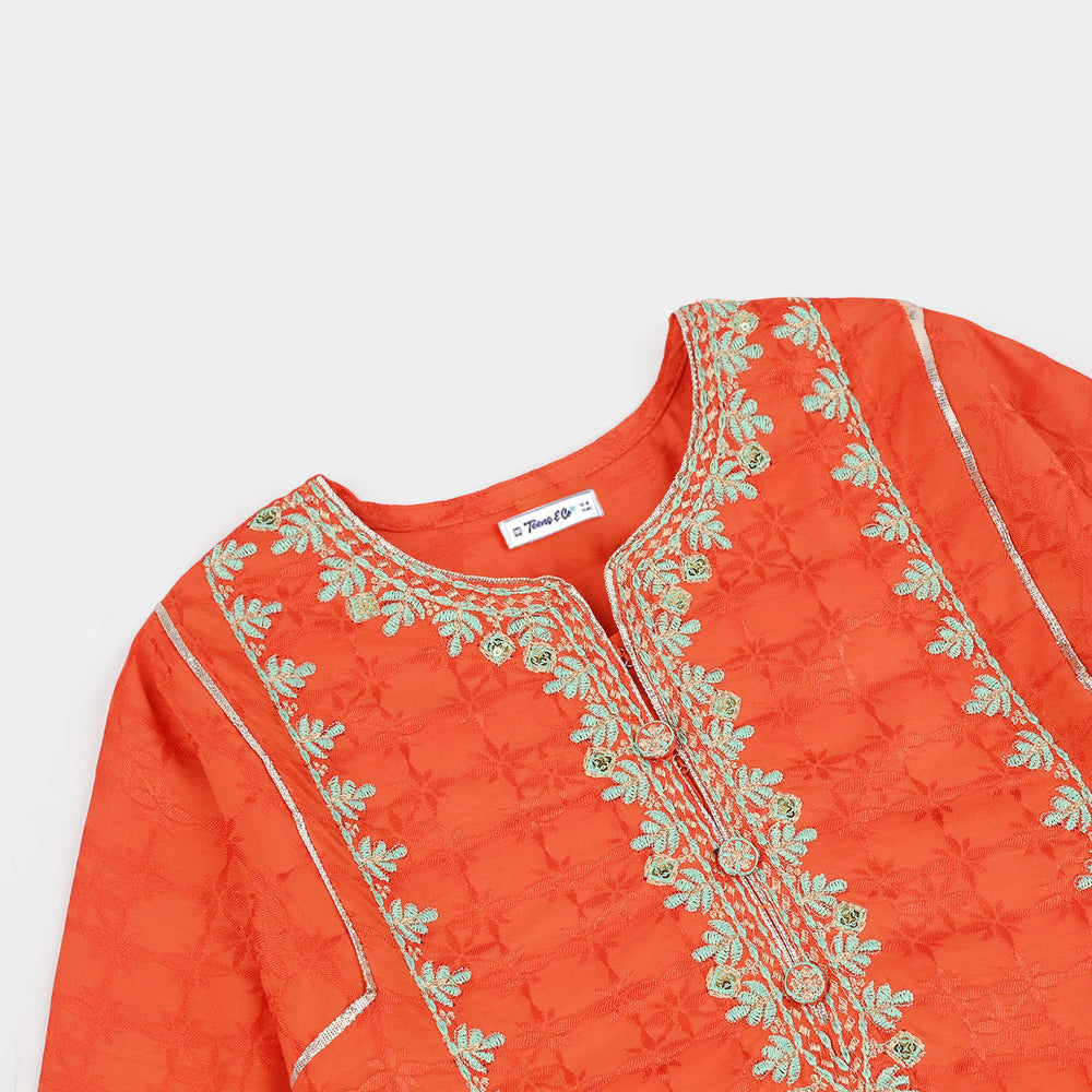 Teens Girls Jacquard 3 Pcs Raqs - Rust