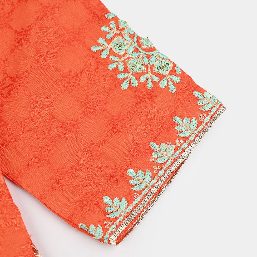 Teens Girls Jacquard 3 Pcs Raqs - Rust