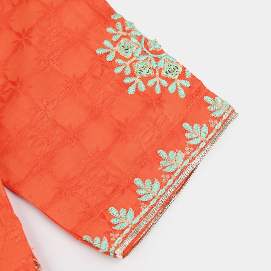 Teens Girls Jacquard 3 Pcs Raqs - Rust