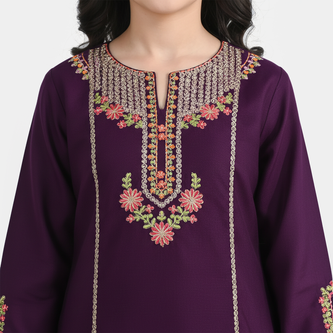Girls Poly Cambric 3-Piece Set (Rang Saaz) - Purple