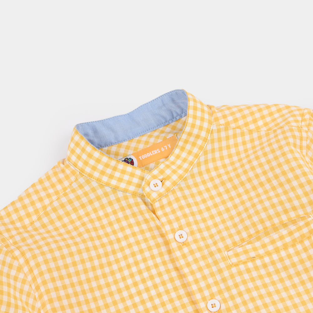 Boys Yarn Dyed Shirt (Skater Crew) - Yellow