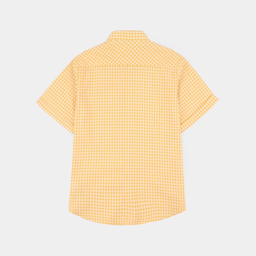 Boys Yarn Dyed Shirt (Skater Crew) - Yellow