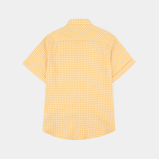 Boys Yarn Dyed Shirt (Skater Crew) - Yellow