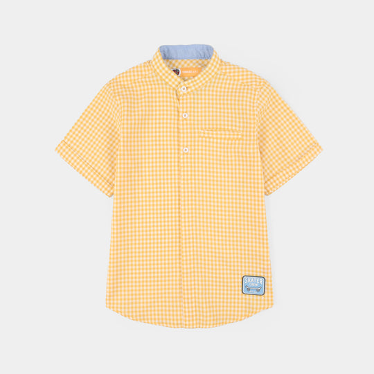Boys Yarn Dyed Shirt (Skater Crew) - Yellow