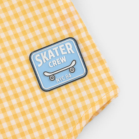 Boys Yarn Dyed Shirt (Skater Crew) - Yellow