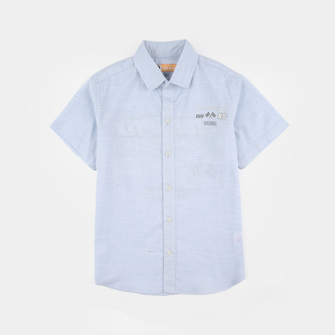 Boys Yarn Dyed Shirt (Grand Prix) - Blue