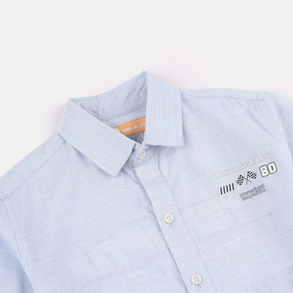 Boys Yarn Dyed Shirt (Grand Prix) - Blue