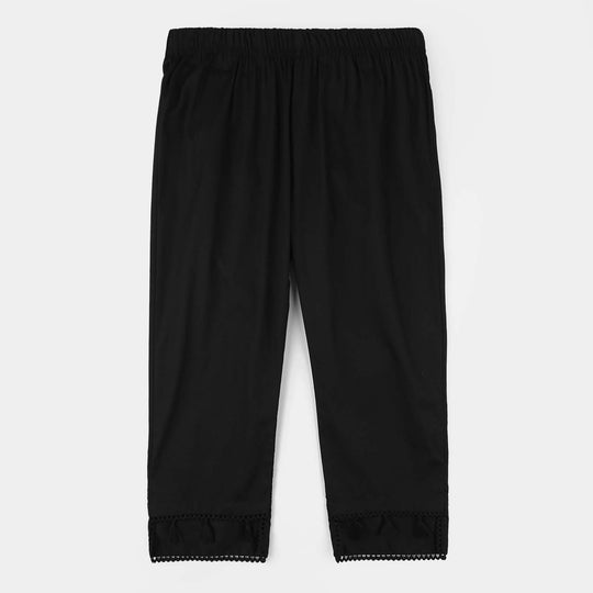 Girls Cotton Pants (Hanging Tassels) - Black