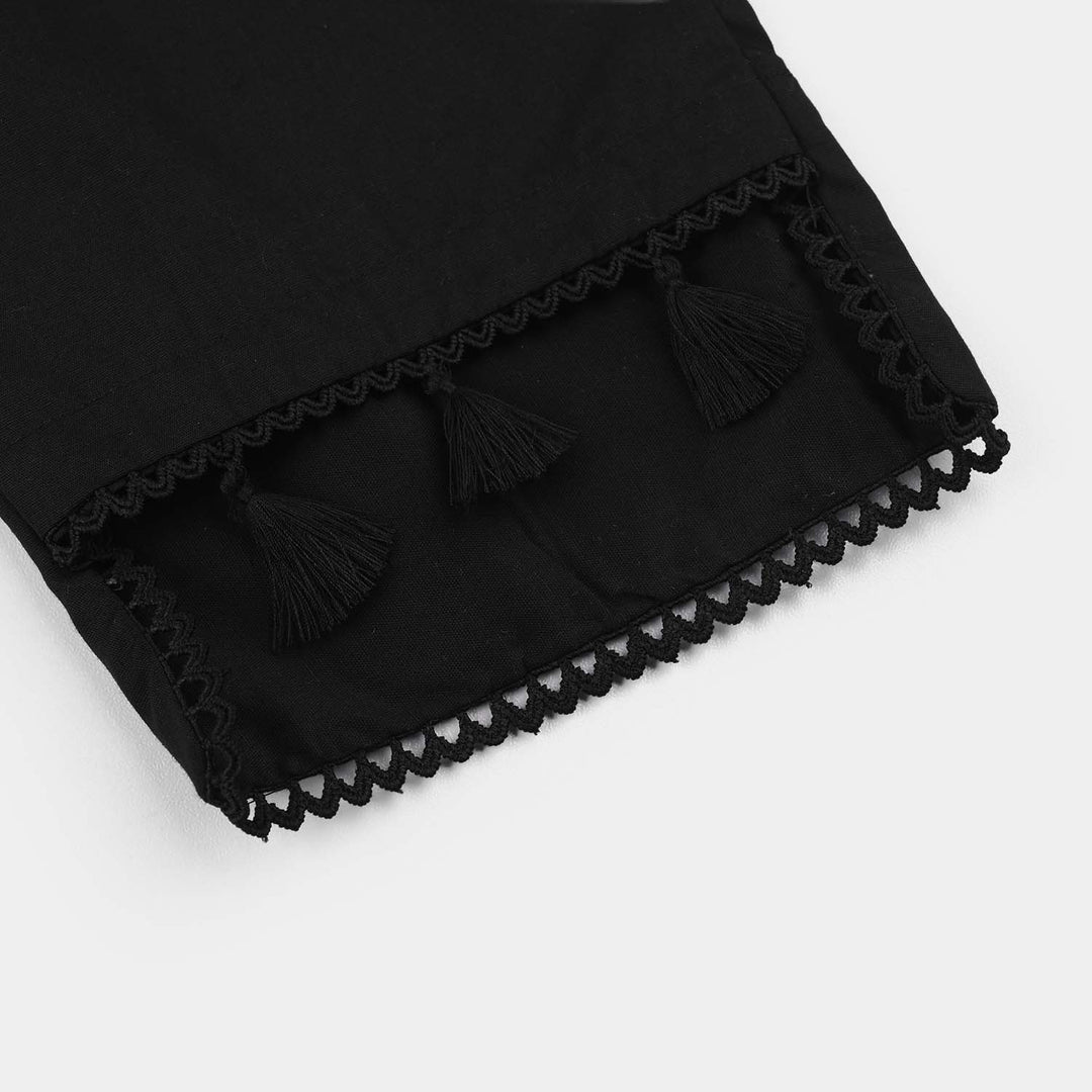 Girls Cotton Pants (Hanging Tassels) - Black