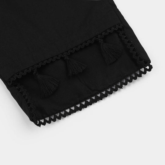 Girls Cotton Pants (Hanging Tassels) - Black
