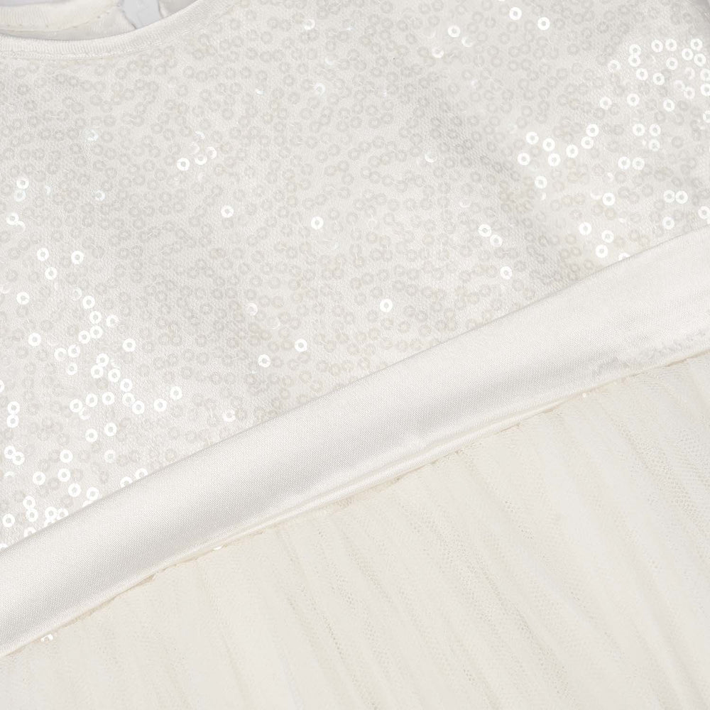 Infant Girls Sequence Fancy Frock - White