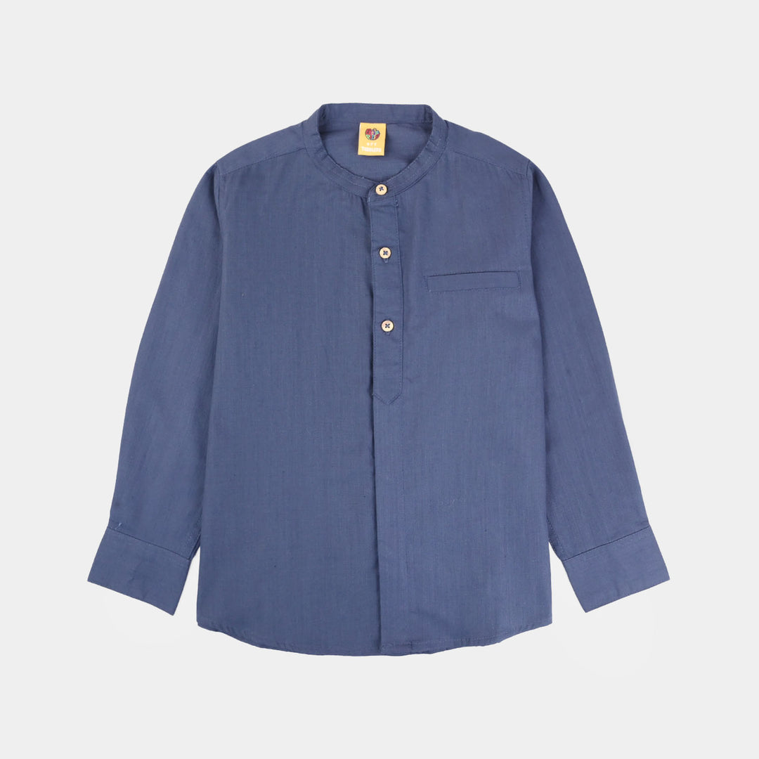Boys Cotton Slub Casual Shirt (Good Things) - Blue