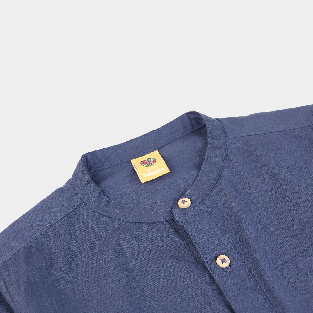 Boys Cotton Slub Casual Shirt (Good Things) - Blue