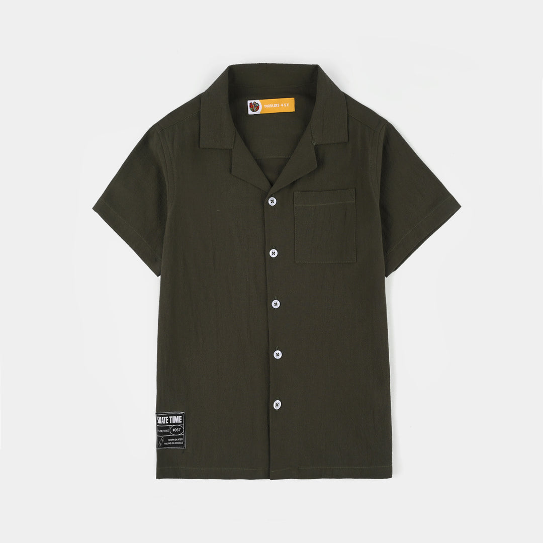 Boys Yarn Dyed Shirt (Skate Time) - Green