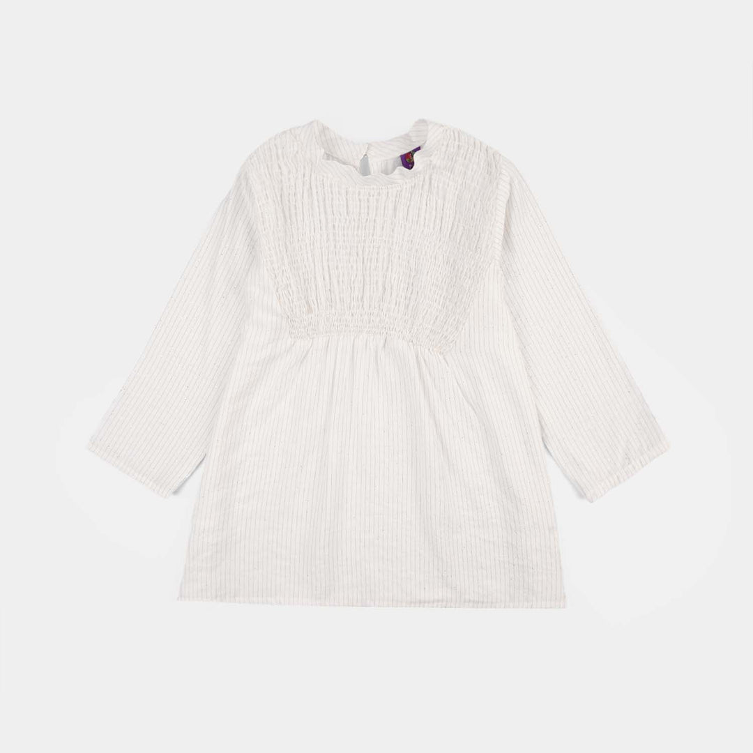 Girls Viscose Casual Top (Stripes) - White