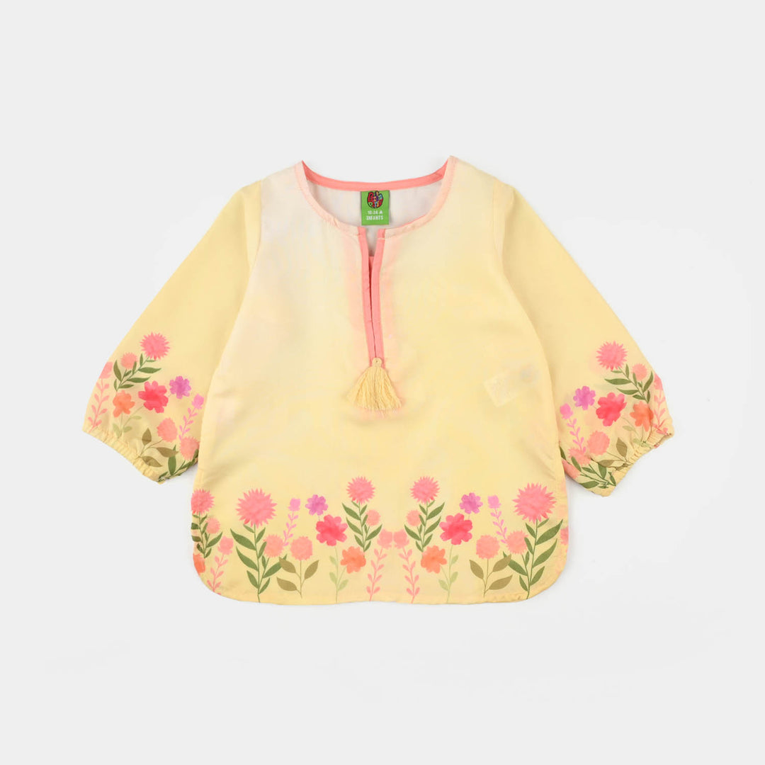 Infant Girls Poly Lawn Casual Top (Sunny) - Yellow