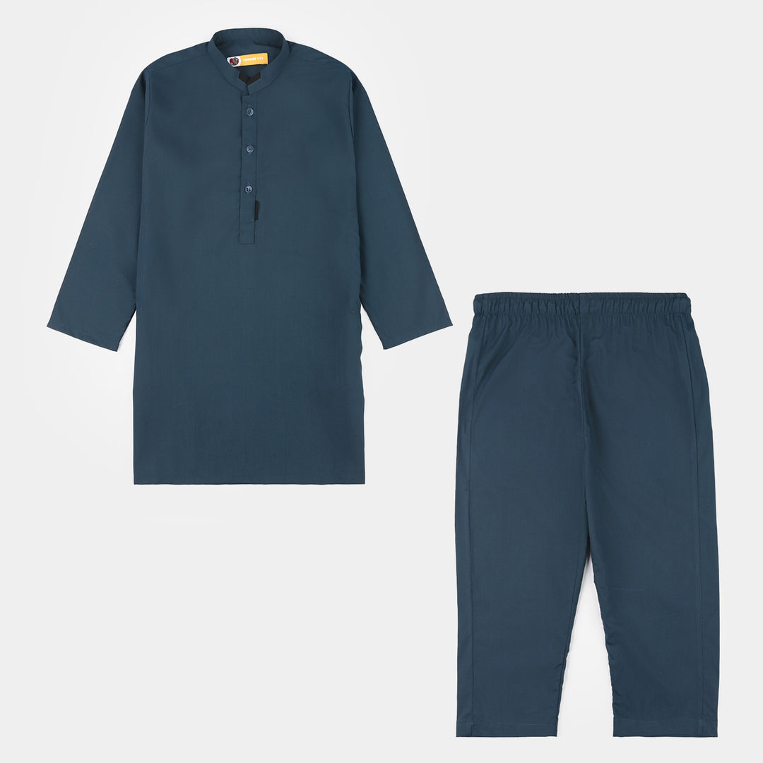 Boys Poly Viscose Kurta Pajama - Teal Blue