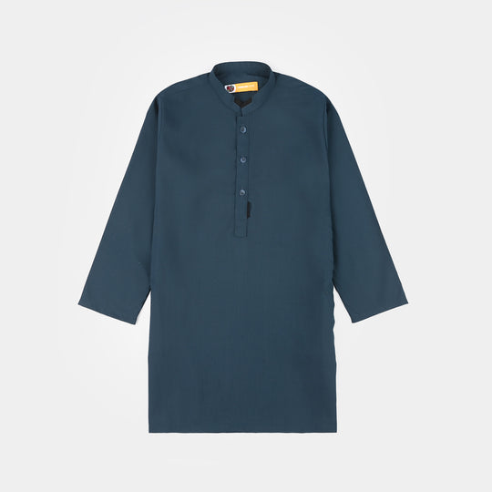 Boys Poly Viscose Kurta Pajama - Teal Blue