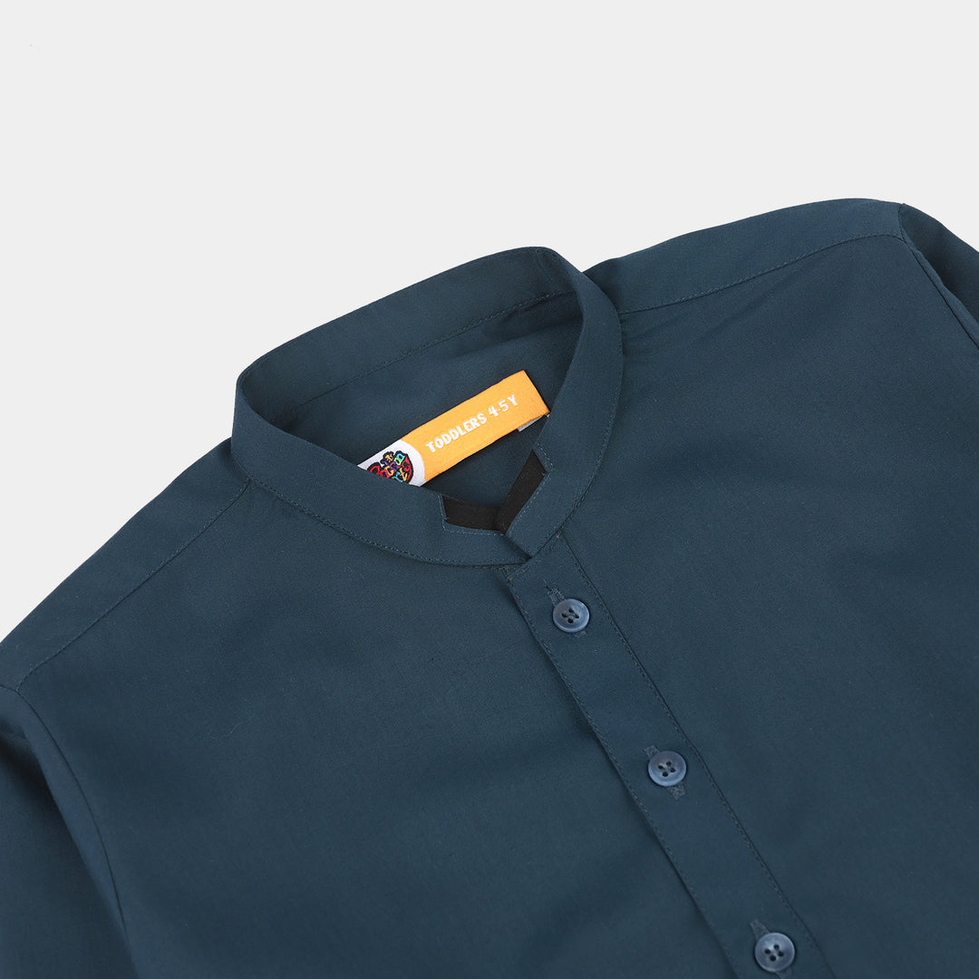 Boys Poly Viscose Kurta Pajama - Teal Blue