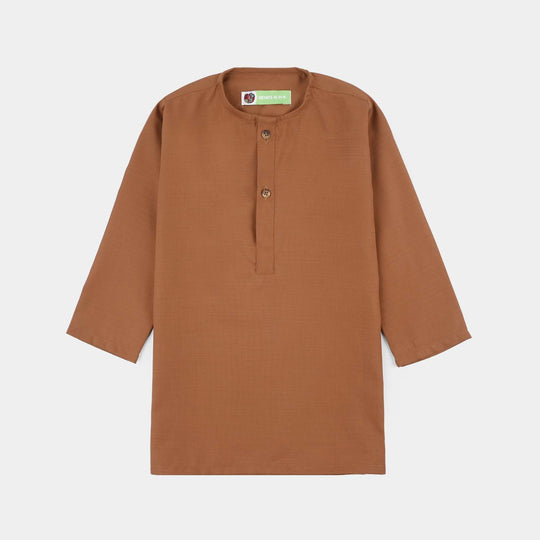 Infant Boys Poly Viscose Kurta Pajama - Brown