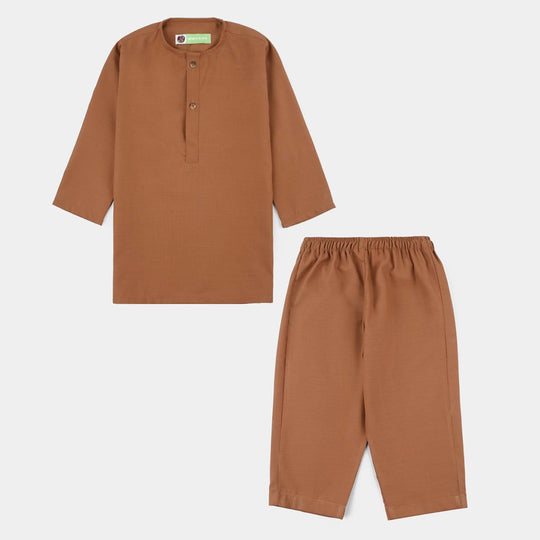 Infant Boys Poly Viscose Kurta Pajama - Brown