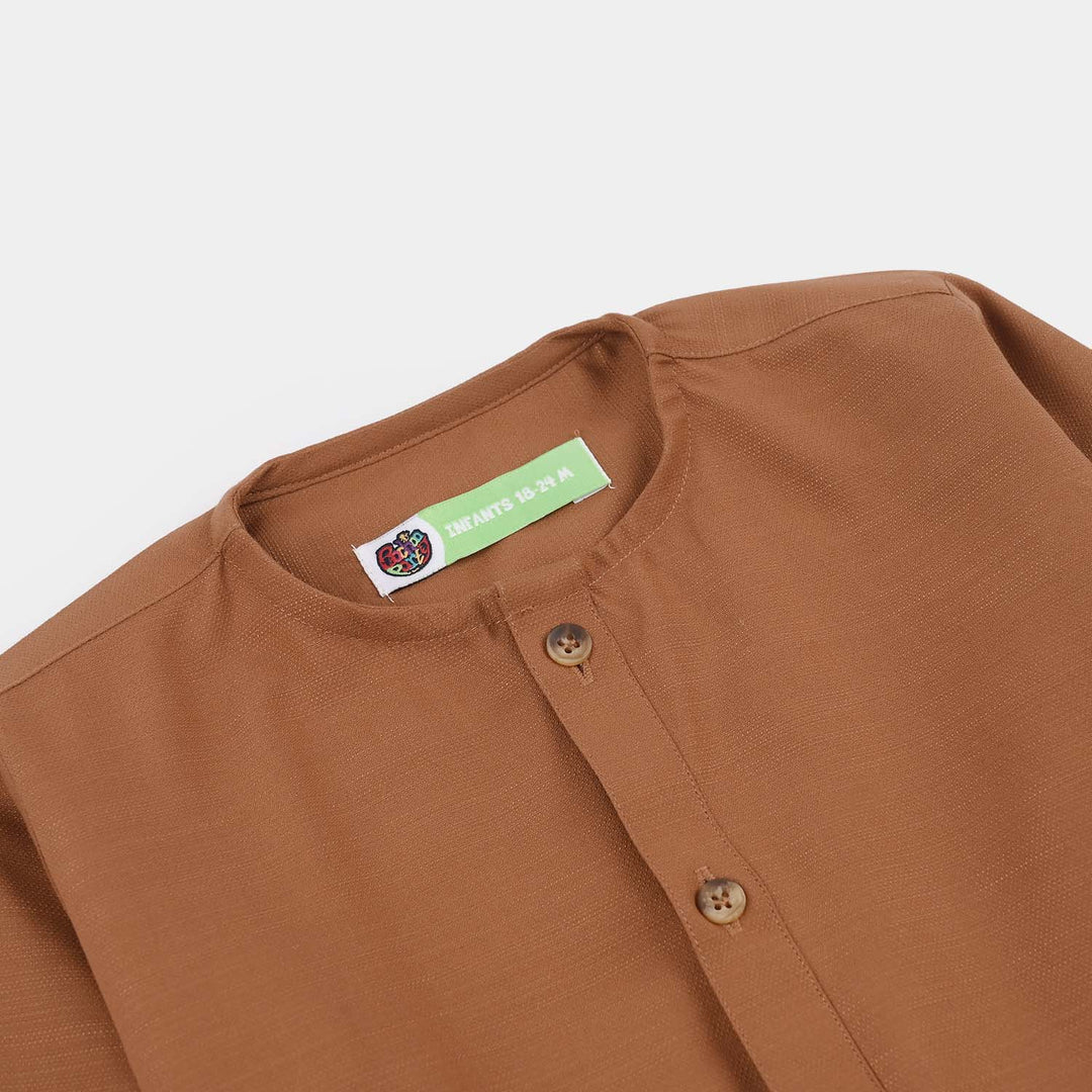 Infant Boys Poly Viscose Kurta Pajama - Brown