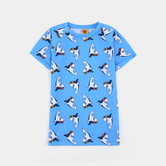 Boys Nylon Swimming 2-Piece Suit (Shark) - Blue