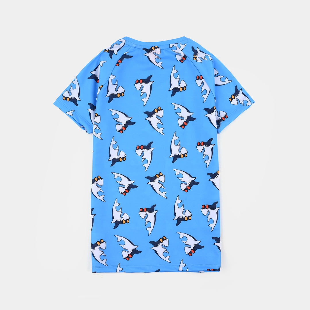 Boys Nylon Swimming 2-Piece Suit (Shark) - Blue