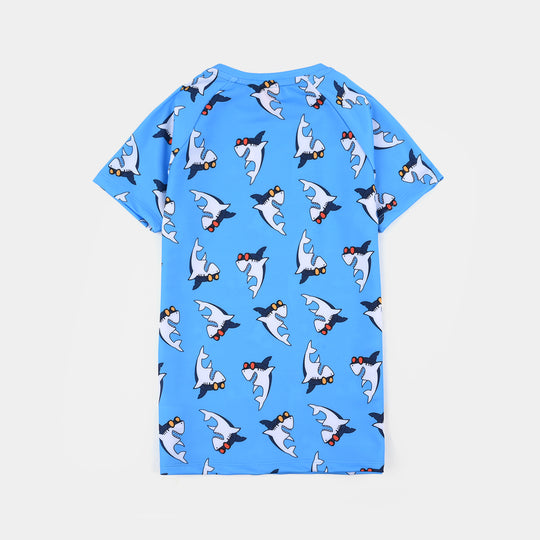 Boys Nylon Swimming 2-Piece Suit (Shark) - Blue
