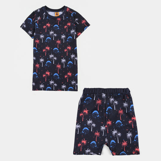 Boys Nylon Swimming 2 Piece Suit Palm Tree