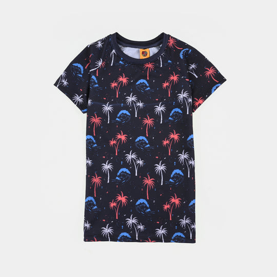 Boys Nylon Swimming 2 Piece Suit Palm Tree