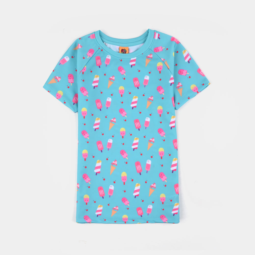 Girls Nylon Swimming 2-Piece Suit (Sweet Treat) - Blue