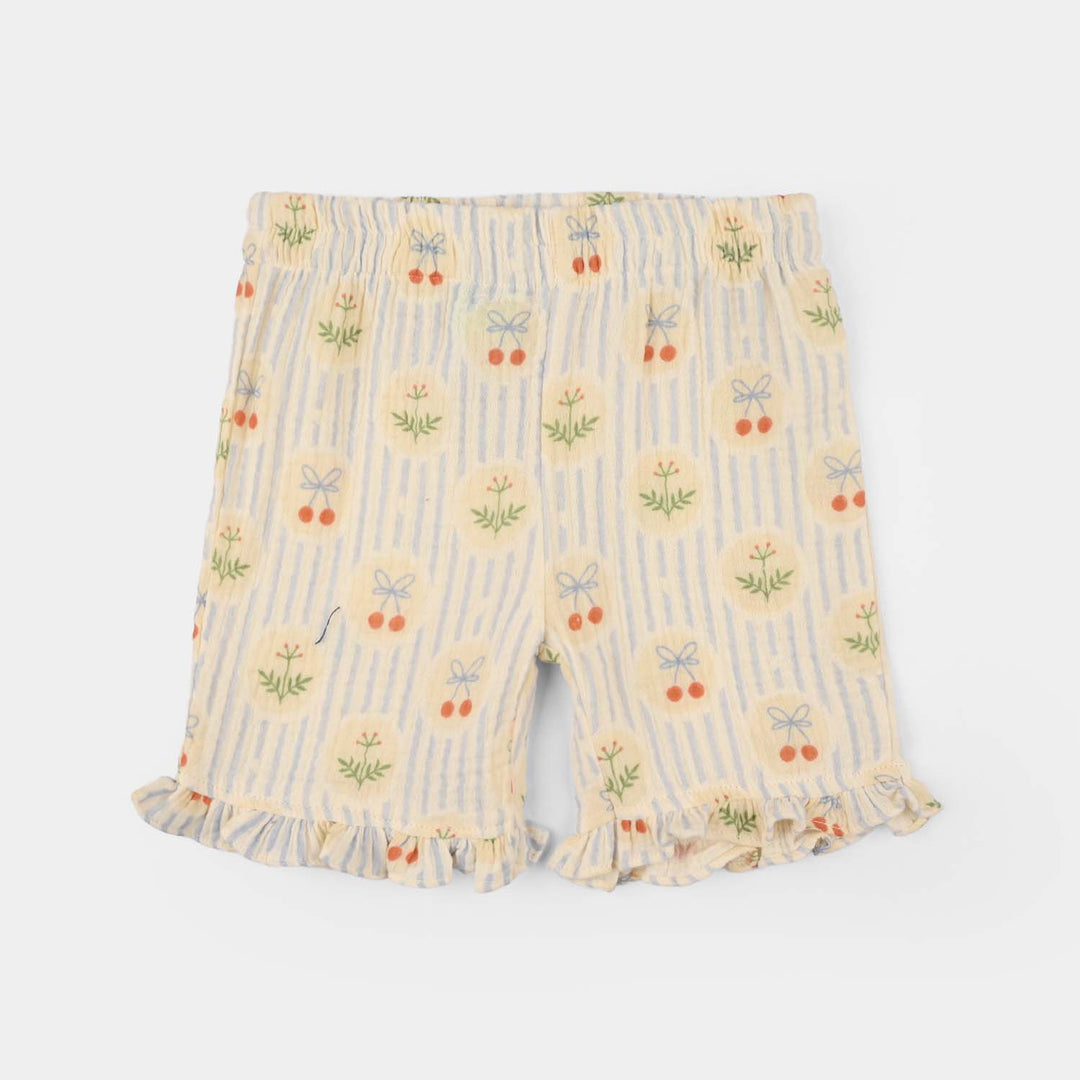 Infant Girls Cotton Shorts (Ruffle Hem) - Multi