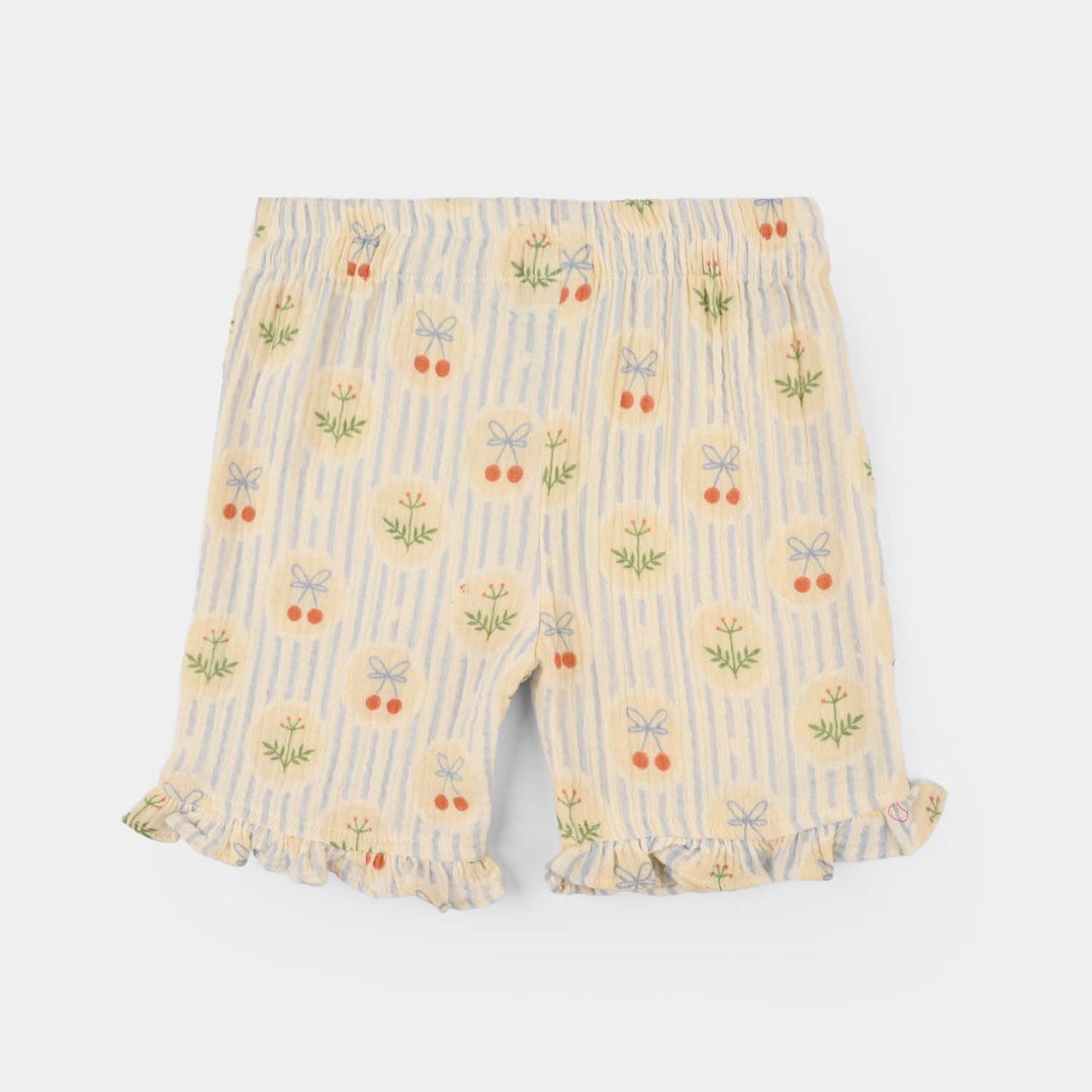 Infant Girls Cotton Shorts (Ruffle Hem) - Multi