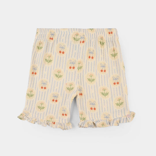 Infant Girls Cotton Shorts (Ruffle Hem) - Multi