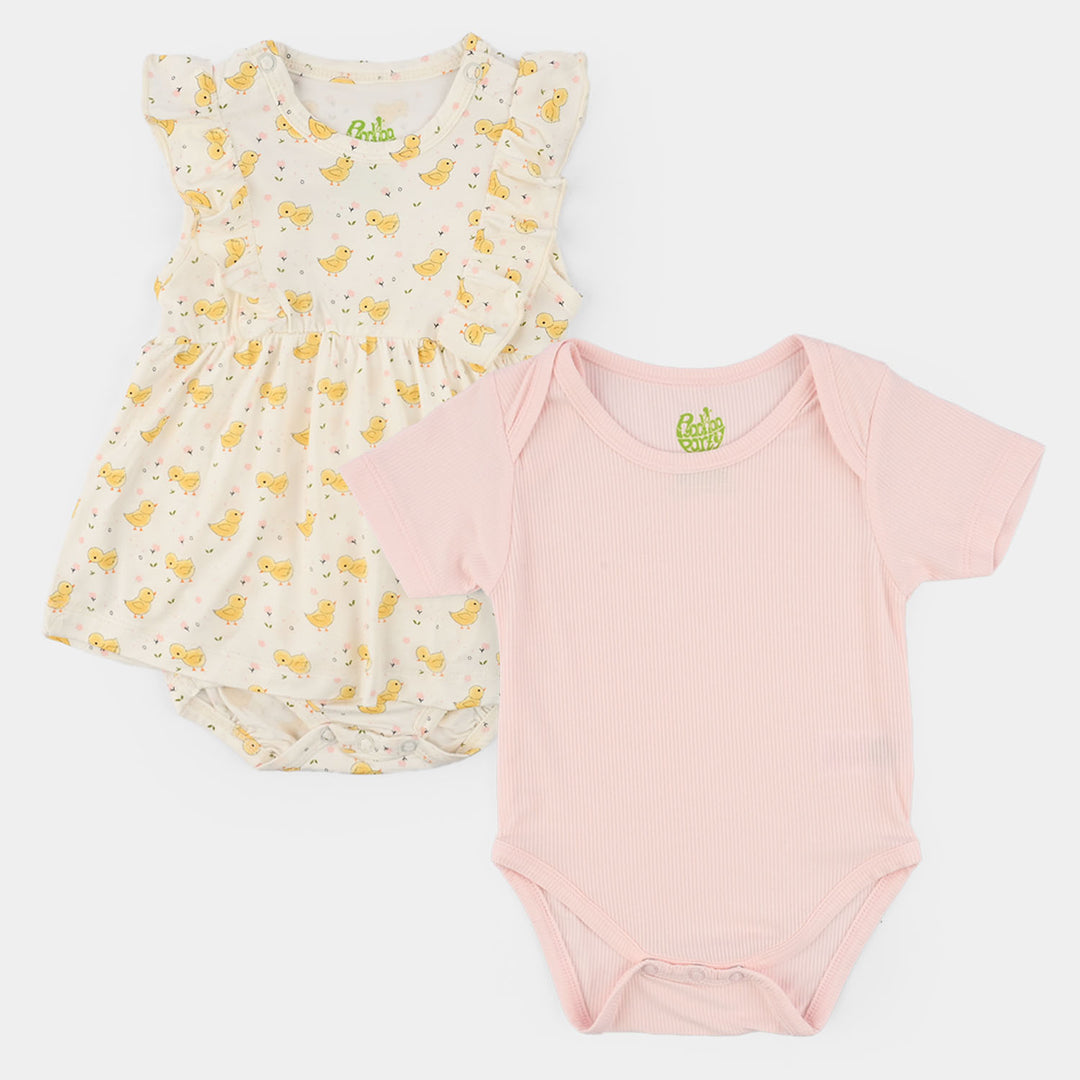 Infant Girls Bamboo Viscose Romper Set (Chicks) - Multi