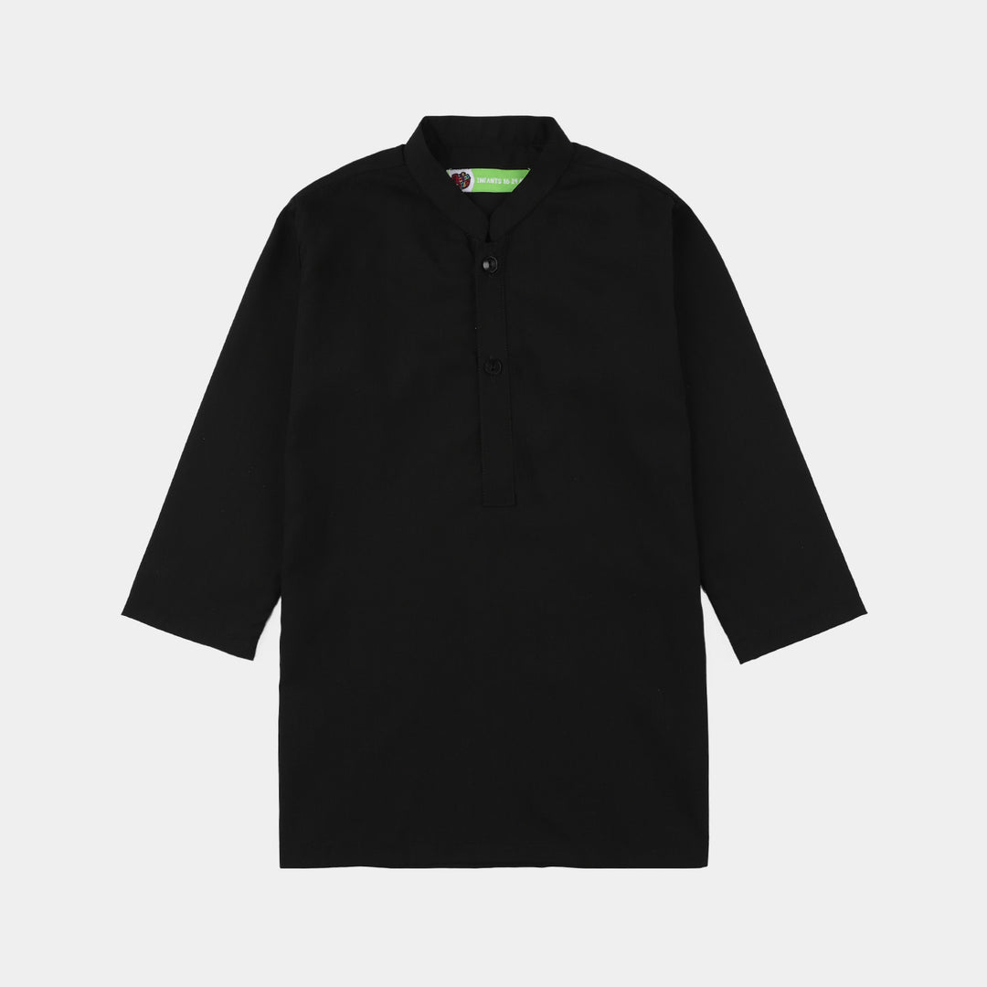 Infant Boys Poly Viscose Kurta Pajama (Blended) - Black